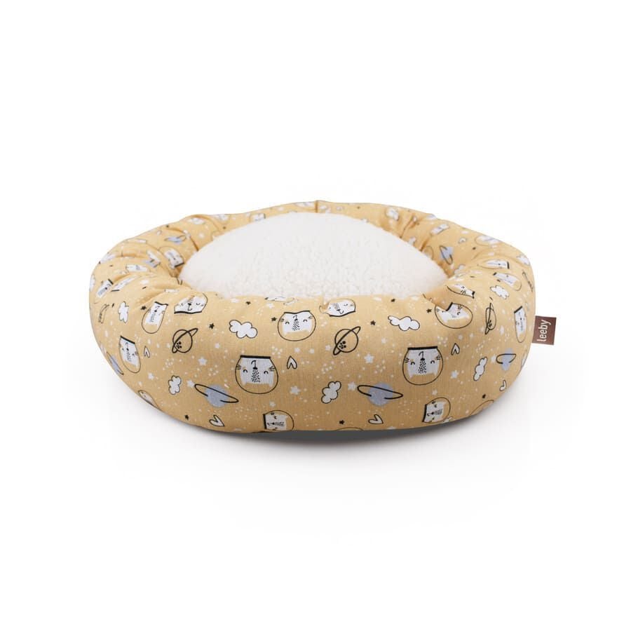 Leeby Cama Donut Antideslizante Estampado Comic Amarillo para gatos, , large Imagen numero 1