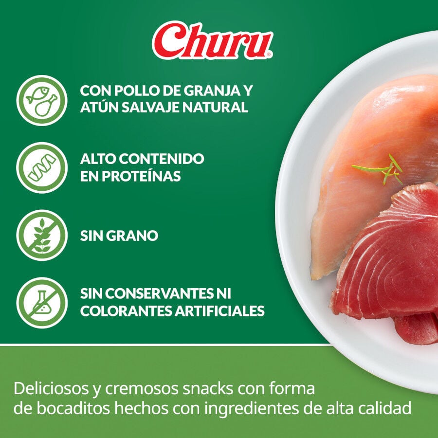 8 sobres x 12 g Churu Bocaditos Bites de Pollo con At&uacute;n para perros, , large indicador imagen numero 2