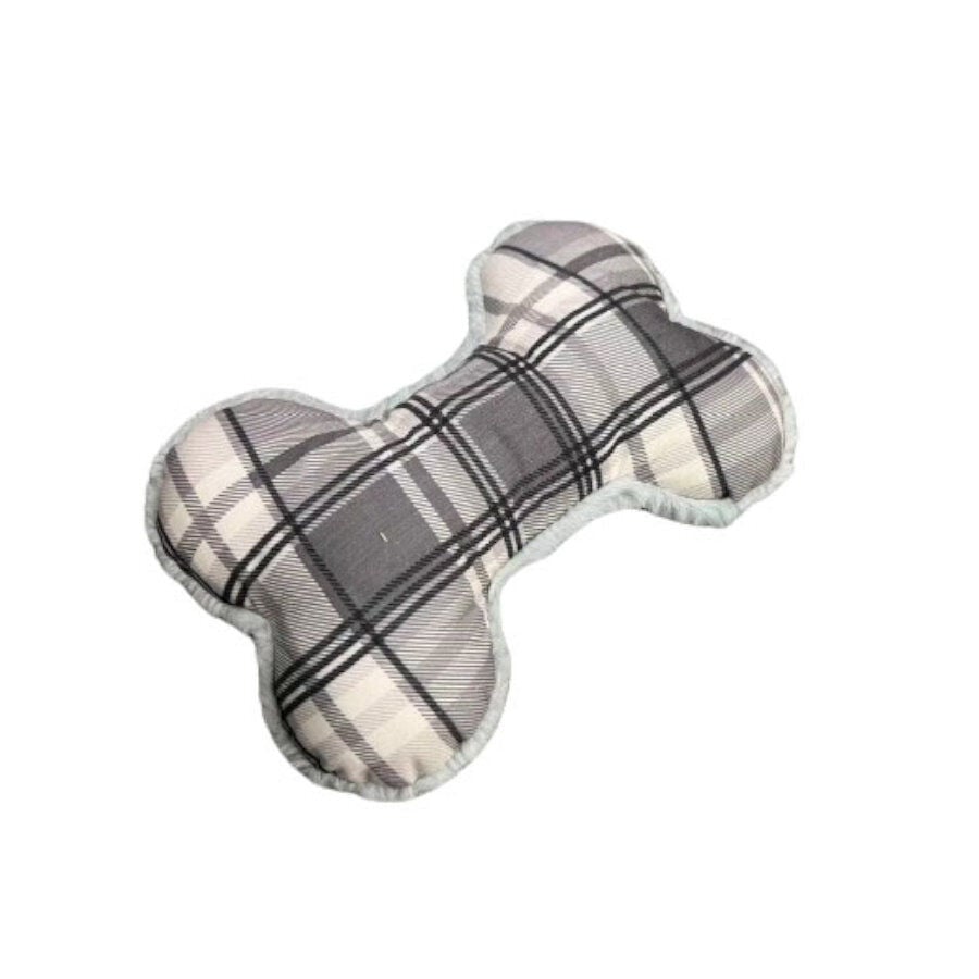 Tootoy! Tartan Bone Cuddler Grey Hueso de Peluche para perros, , large indicador imagen numero 2