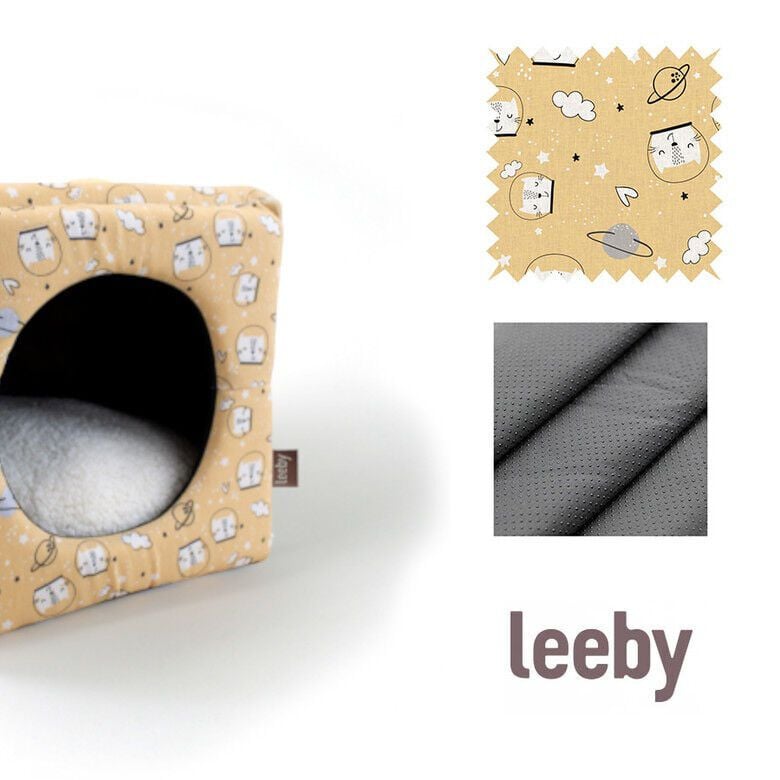 Leeby Cama Cueva Estampado C&oacute;mic Amarillo para gatos, , large indicador imagen numero 3