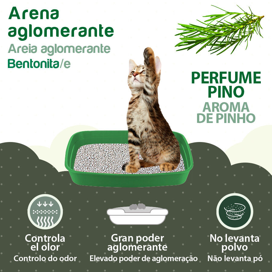 2 x 10 L TK-Pet Arena Aglomerante de Bentonita y Pino para Gatos &iexcl;Pack ahorro!, , large indicador imagen numero 3