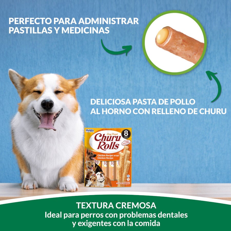 8 sobres x 12 g Churu Sticks Rolls de Pollo para perros, , large indicador imagen numero 6