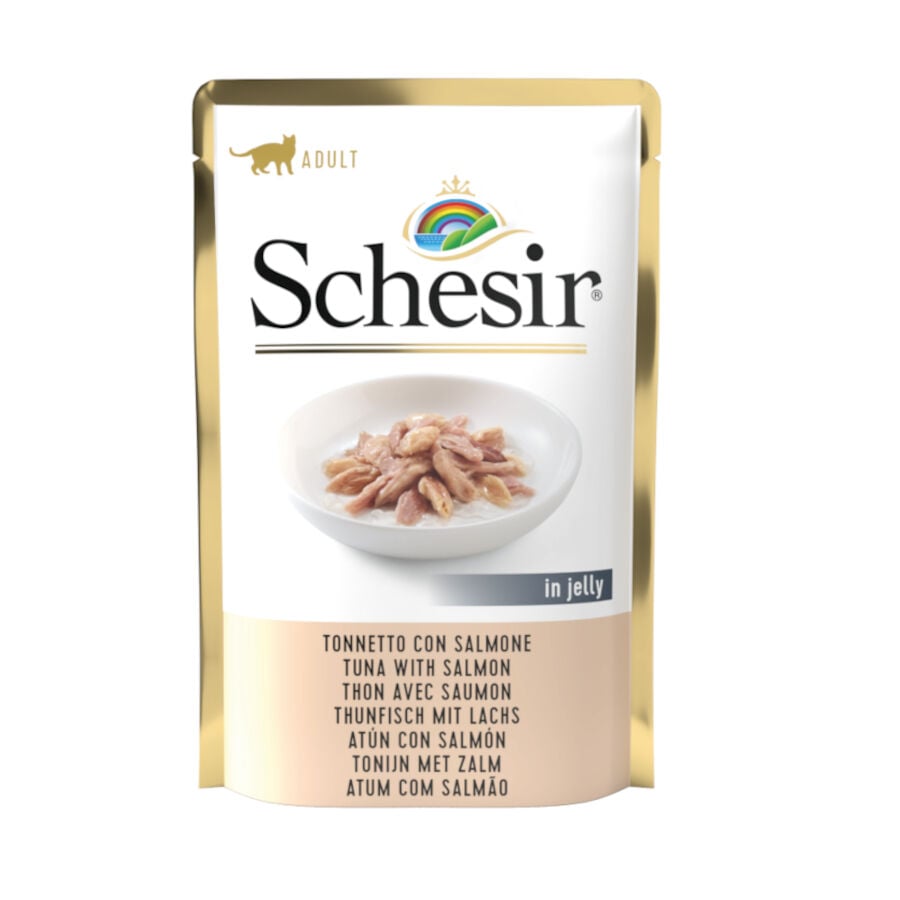 85 g Schesir Adult at&uacute;n con salm&oacute;n sobre para gatos., , large Imagen numero 1