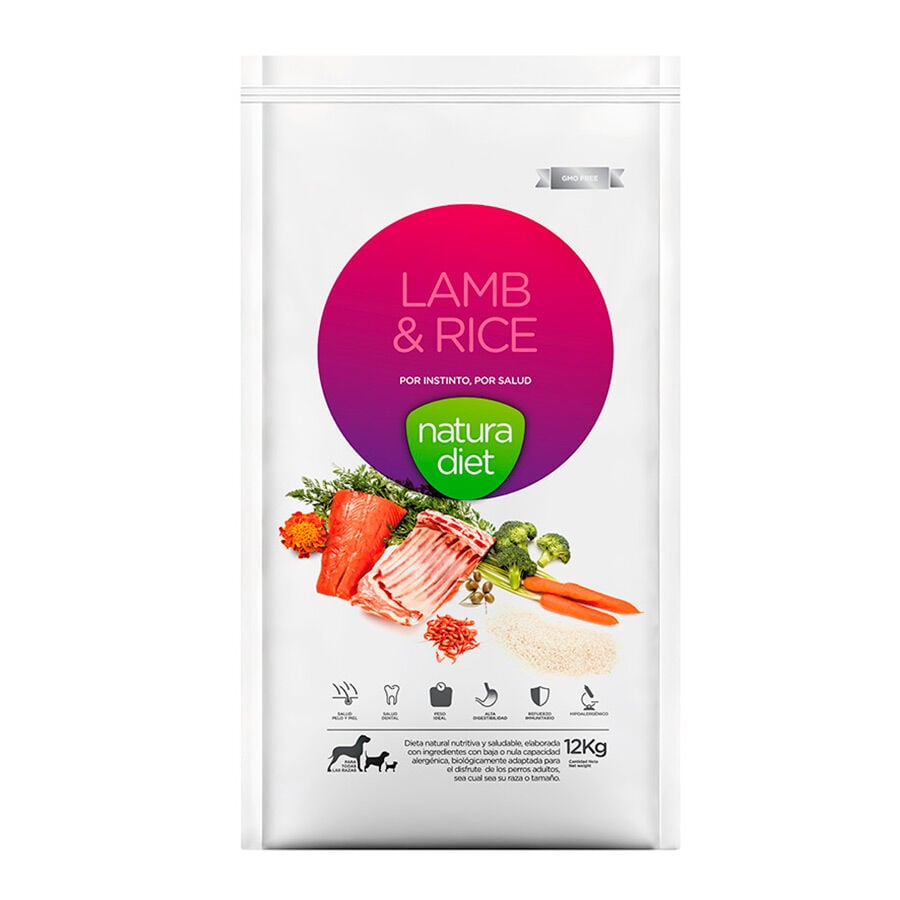 12 kg Natura Diet Cordero y Arroz pienso para perros, , large Imagen numero 1