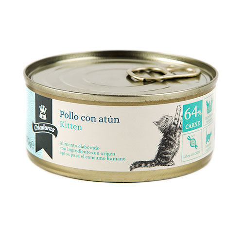Criadores Kitten Pollo y At&uacute;n lata para gatos
