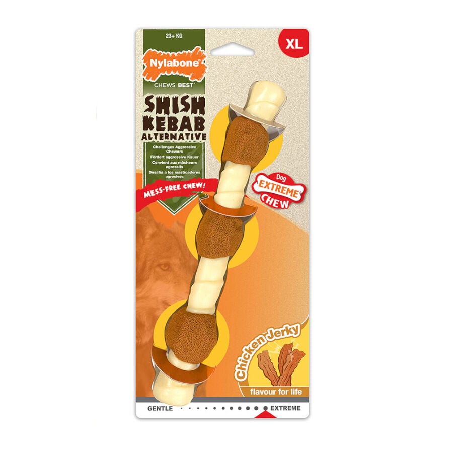 Nylabone Extreme Chew Shish Kebab Alternative Mordedor Resistente Pollo para perros, , large indicador imagen numero 4