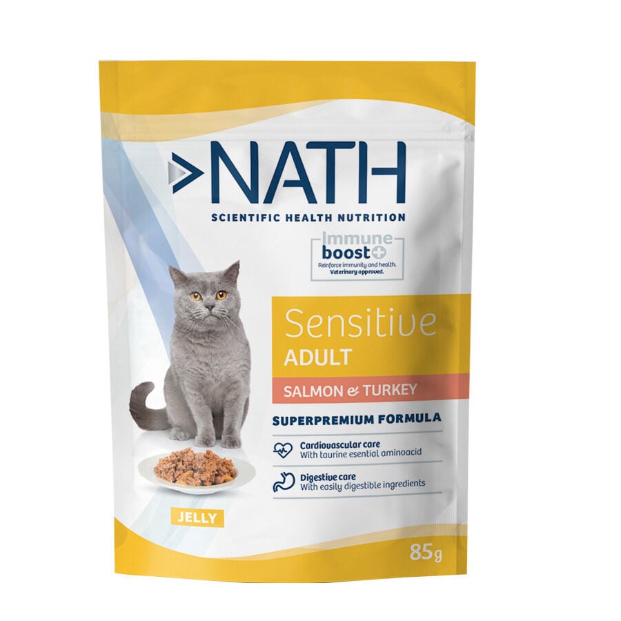 85 g Nath Sensitive Adult Salm&oacute;n y Pavo en Gelatina sobre para gatos, , large Imagen numero 1