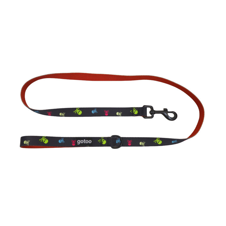 Gotoo Correa estampada calavera negro para perros, , large indicador imagen numero 1