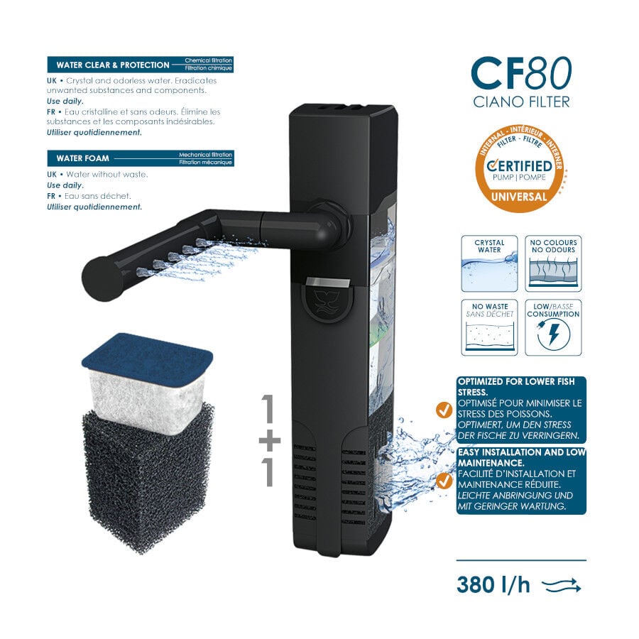 Ciano Aqua Led 60 Negro acuario con luz led, filtro y calentador, , large indicador imagen numero 5