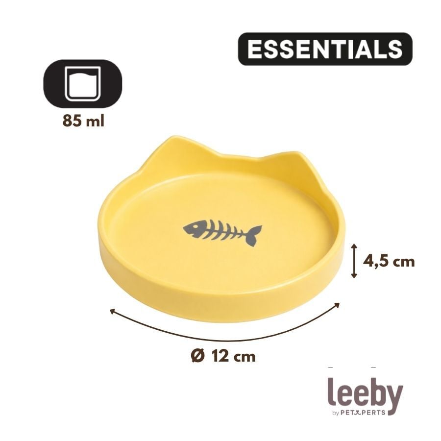 Leeby Comedero de Cer&aacute;mica Amarillo con Orejitas para gatos, , large indicador imagen numero 4