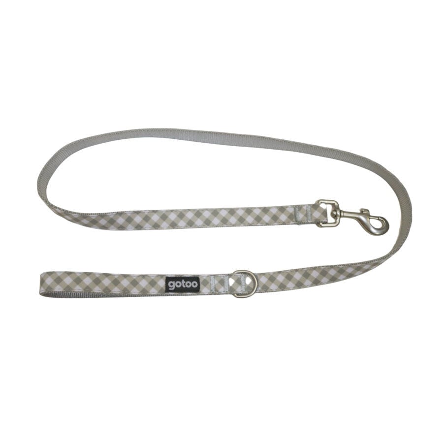 Gotoo Correa estampada cuadro vichy gris para perros, , large indicador imagen numero 1