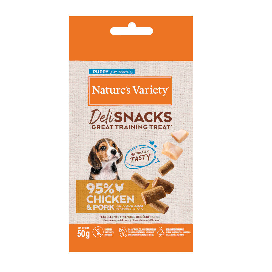 50 g Nature's Variety Bocaditos Deli Snacks Puppy Pollo y Cerdo para perros, , large Imagen numero 1