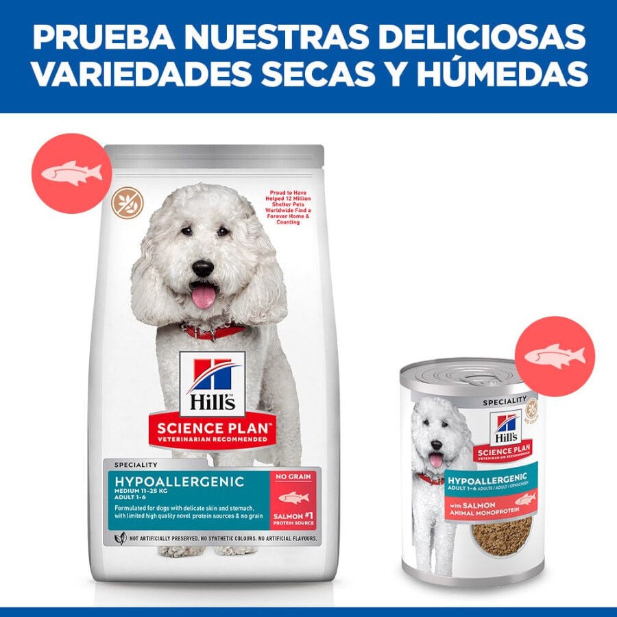 363 g Hill's Science Plan Hypoallergenic Alimento H&uacute;medo con Salm&oacute;n para Perros Adultos, , large Imagen numero 5