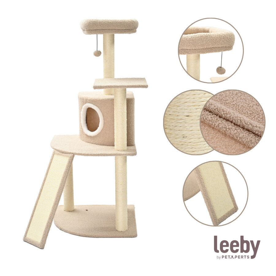 Leeby Boucle Collection &Aacute;rbol rascador con cama nido y rampa para gatos, , large indicador imagen numero 7