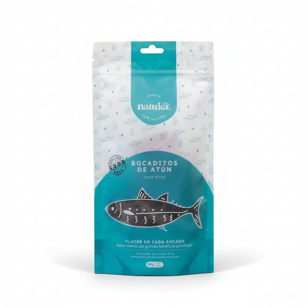 80 g Natuka Bocaditos At&uacute;n Snack Natural para perros y gatos, , large Imagen numero 1