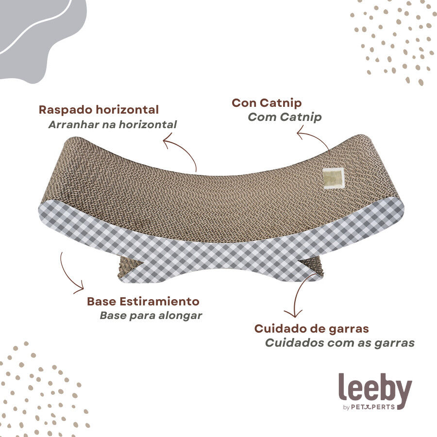 Leeby Remy Rocker rascador de cart&oacute;n horizontal con estampado vichy para gatos, , large Imagen numero 4