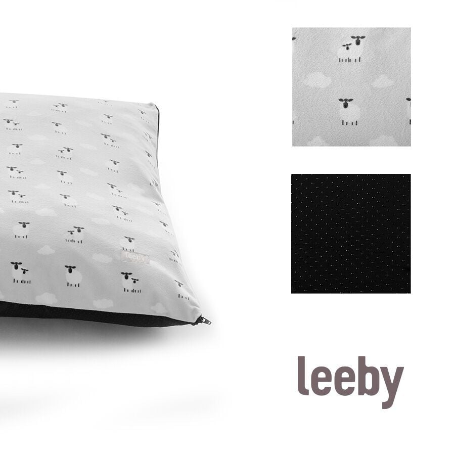 Leeby Cama gris con ovejitas desenfundable para cachorros, , large Imagen numero 6