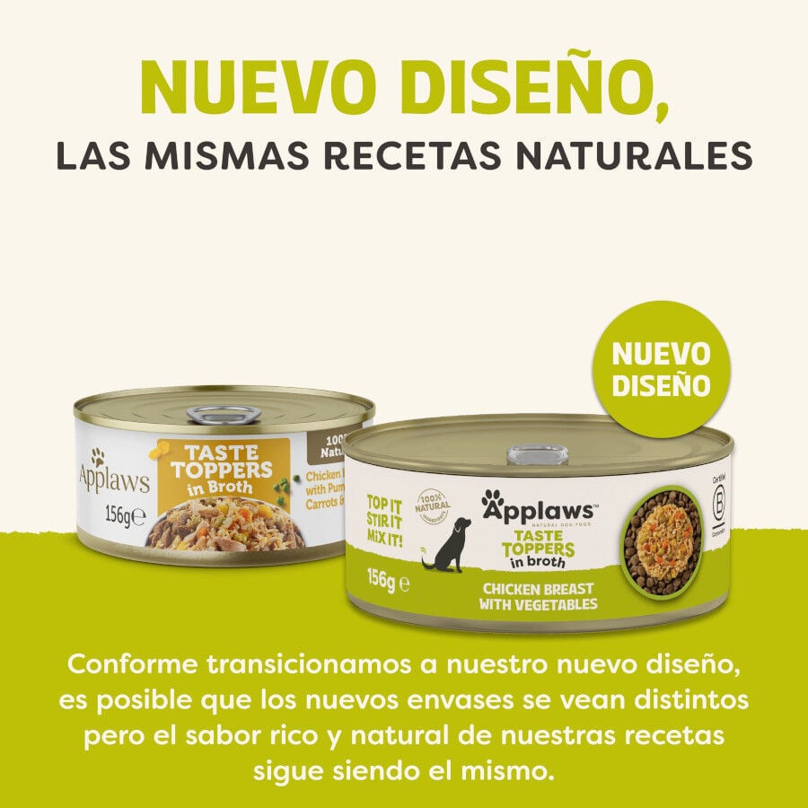 156 g Applaws Taste Toppers Pollo con Vegetales en Caldo lata para perros, , large indicador imagen numero 2