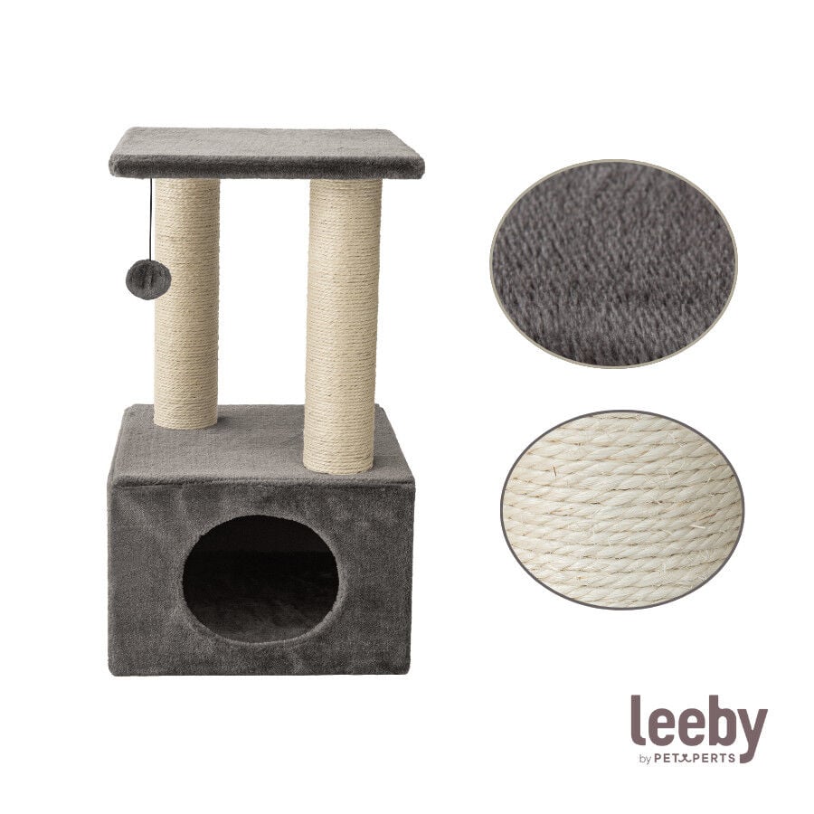 Leeby Colette Scratch rascador con cama nido y juguete gris para gatos, , large Imagen numero 5