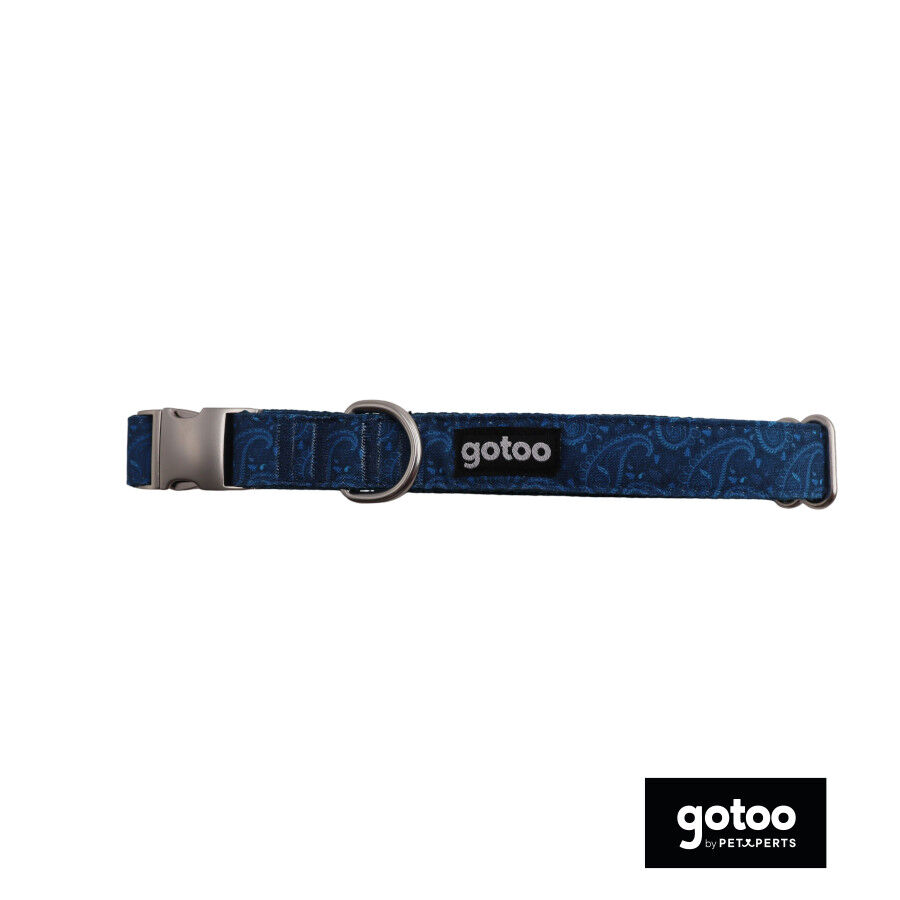 Gotoo Collar estampado cachemira cl&aacute;sica azul para perros, , large indicador imagen numero 2