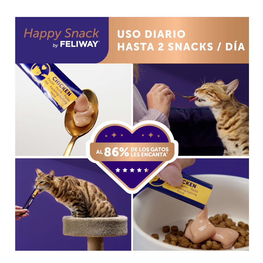 6 sobres x 10 g Feliway Sobres Happy Snack Relajante Pollo para gatos, , large indicador imagen numero 6