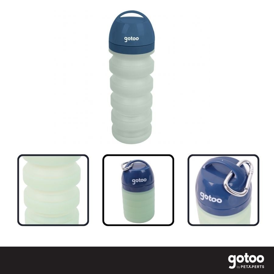 Gotoo Botella Bebedero Port&aacute;til de Silicona Azul y Verde para perros y gatos, , large indicador imagen numero 3