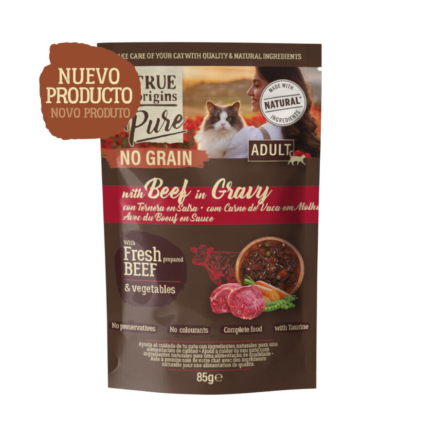 85 g True Origins Pure No Grain Sobre con Ternera para gatos, , large indicador imagen numero 2