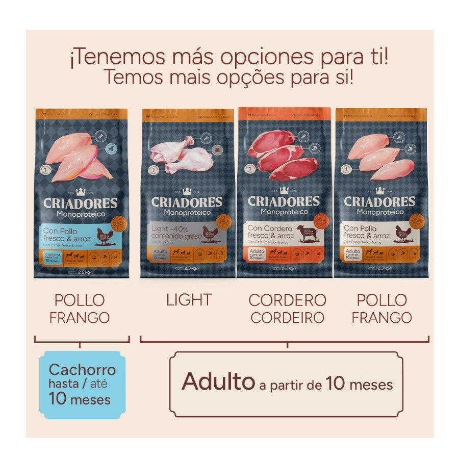 10 kg Criadores Monoproteico Adulto con Pollo pienso para perros, , large indicador imagen numero 12