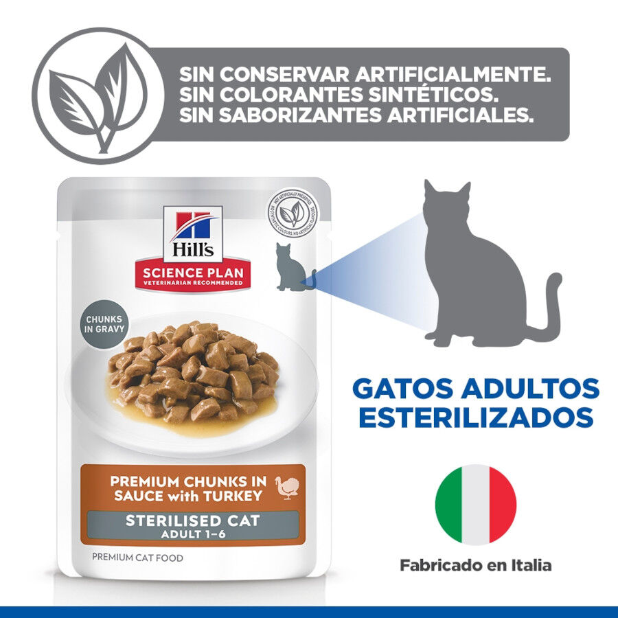 85 g Hill's Science Plan Sterilised Young Adult Pavo Sobre en Salsa para gatos, , large indicador imagen numero 4