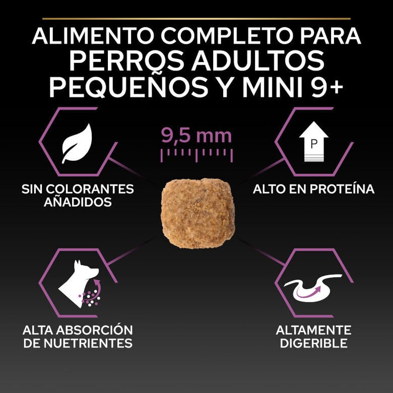 3 kg Pro Plan Adult Small y Mini Pollo pienso para perros S&eacute;nior +9, , large indicador imagen numero 6