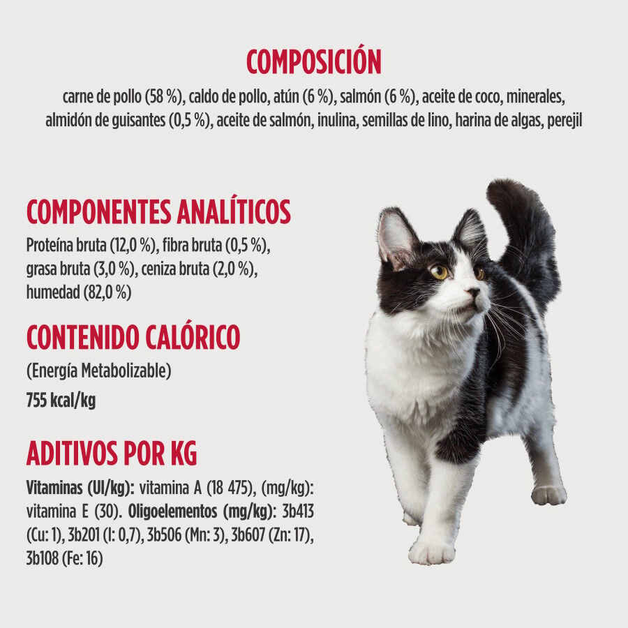 170 g Nulo Flaked Pollo con Tuna y Salm&oacute;n Lata para gatos, , large Imagen numero 2