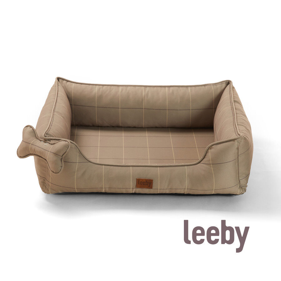 Leeby cama viscoel&aacute;stica marr&oacute;n rayas para perros, , large Imagen numero 2