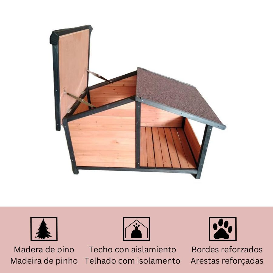 TK-Pet Rocky Caseta de Madera con Patio para perros, , large indicador imagen numero 4