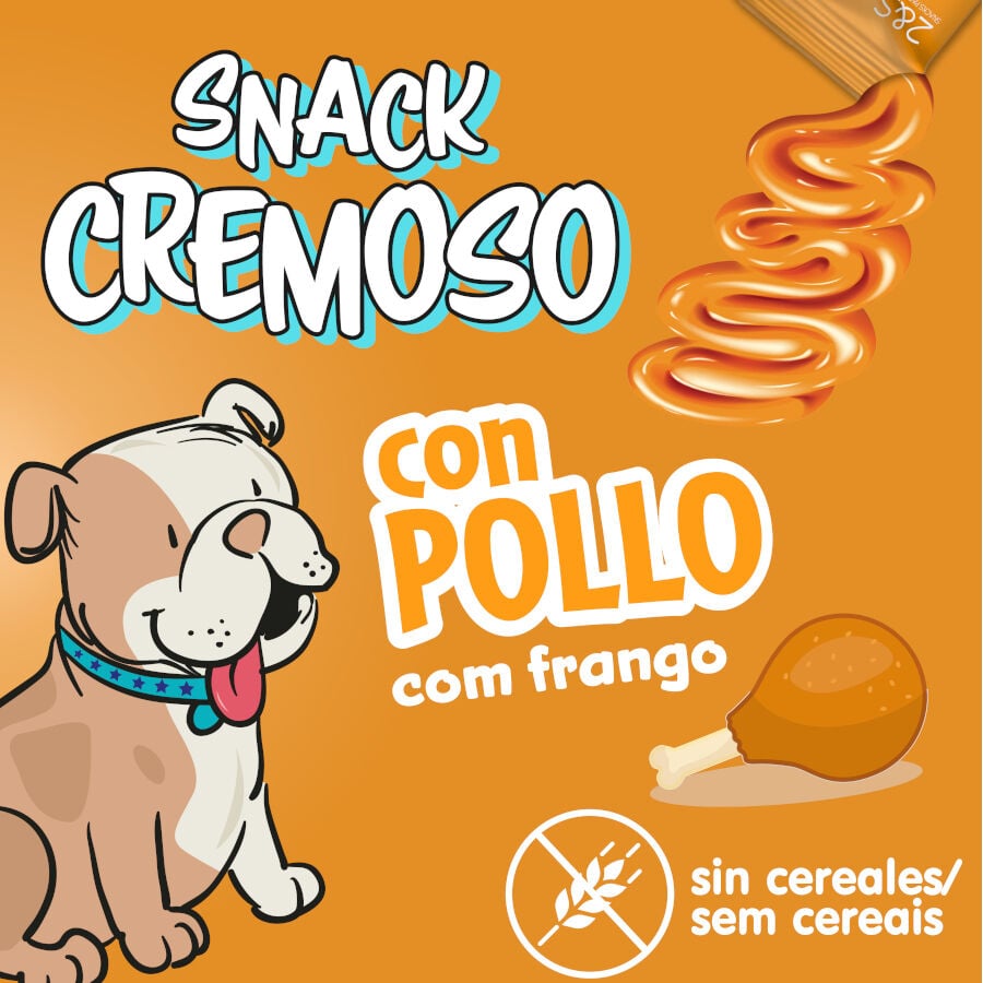 4 sobres x 15 g 2&Snacks Snacks Cremosos con Pollo para perros, , large indicador imagen numero 3