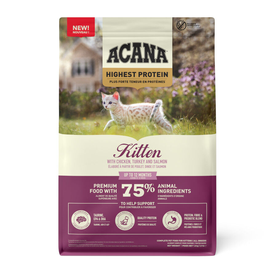 1.8 kg Acana Highest Protein Pollo Pavo y Salm&oacute;n pienso para gatitos, , large indicador imagen numero 1