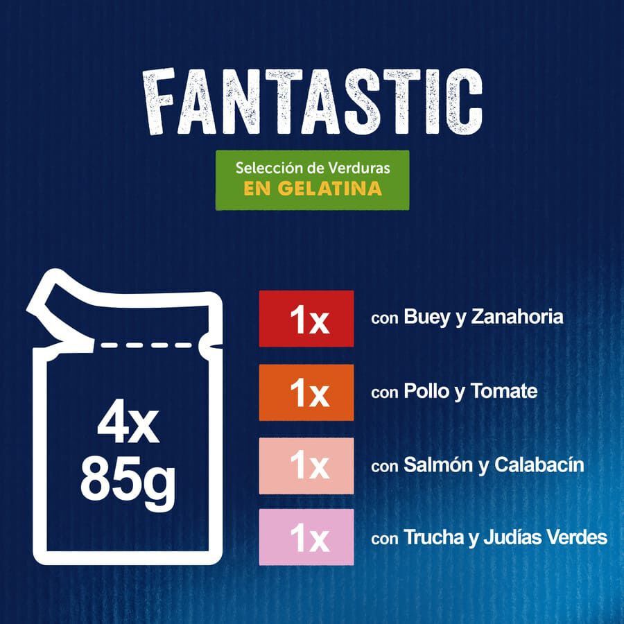 4 sobres x 85 g Felix Fantastic Selecci&oacute;n de Verduras sobres en gelatina para gatos, , large indicador imagen numero 4
