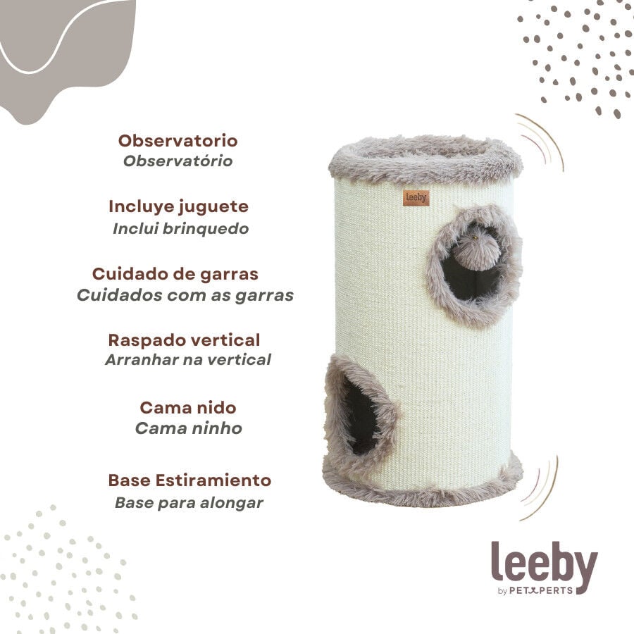 Leeby Bruno barril rascador con cama nido y juguete para gatos, , large indicador imagen numero 3