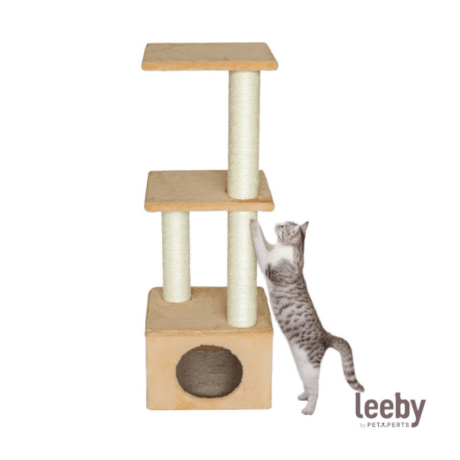 Leeby Colette DoubPost torre rascador con cama nido beige para gatos
