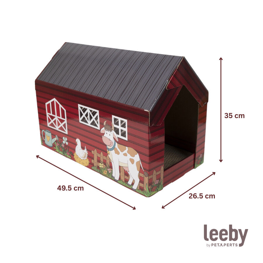 Leeby Hattie casita rascador de cart&oacute;n con estampado de granja para gatos, , large Imagen numero 5