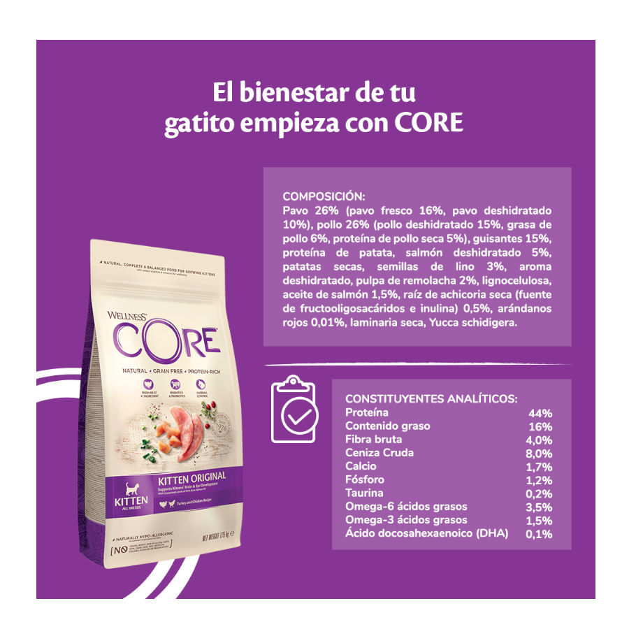 1.75 kg Wellness Core Kitten Pavo y Pollo pienso para gatos, , large Imagen numero 3