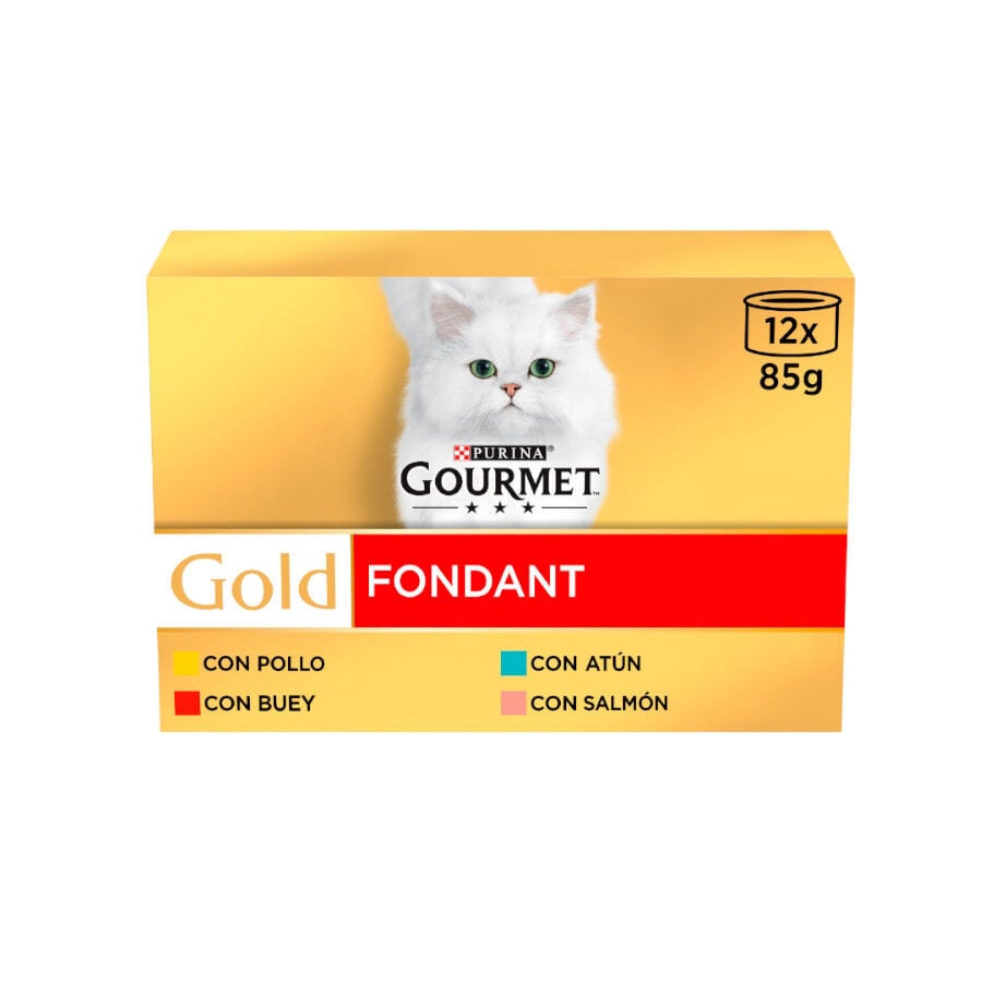 12 latas x 85 g Gourmet Gold Fondant Sabores Variados lata para gatos, , large indicador imagen numero 1