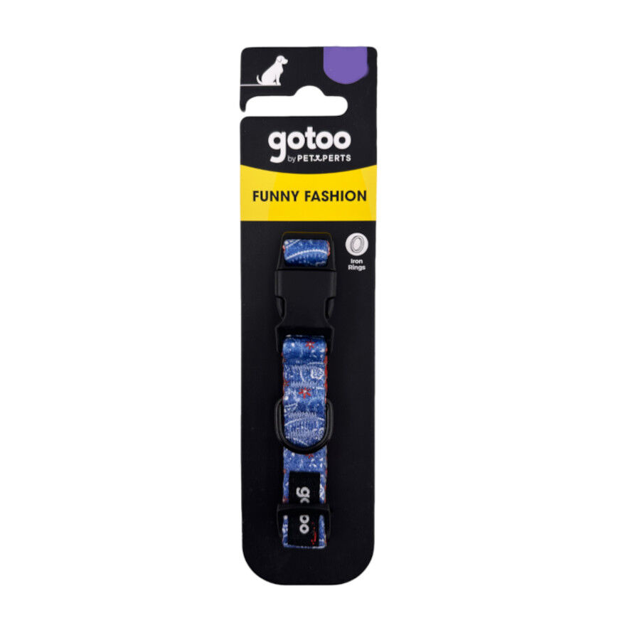 Gotoo Collar estampado cachemira azul para perros, , large Imagen numero 5