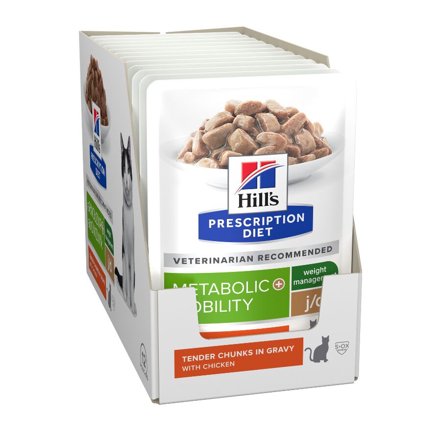 12 sobres x 85 g Hill's Prescription Diet Metabolic + Mobility Pollo Sobres para gatos - Multipack, , large indicador imagen numero 2