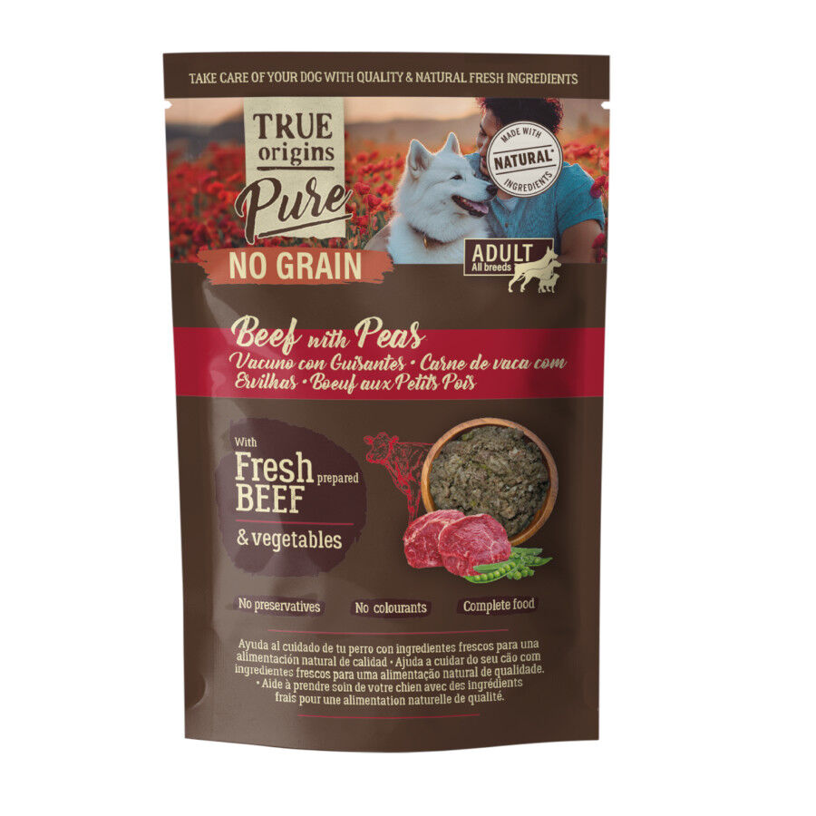 150 g True Origins Pure Vacuno con Guisantes sobre para Perros, , large Imagen numero 1
