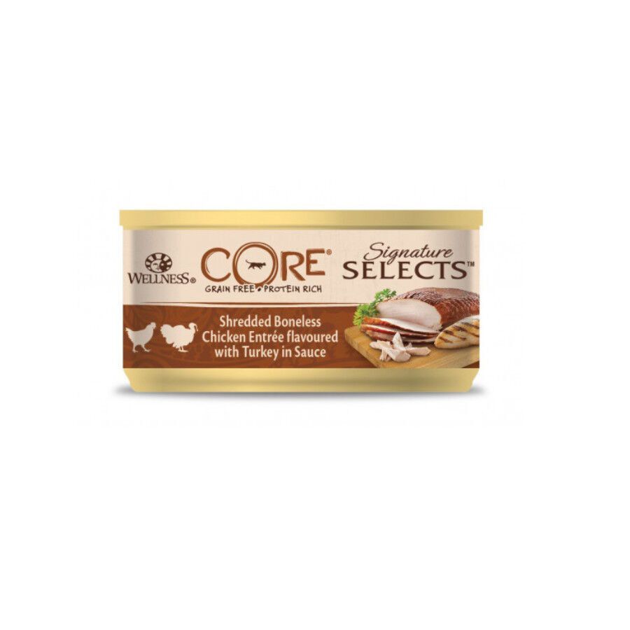 79 g Wellness Core Shredded pollo y pavo lata para gatos, , large Imagen numero 2