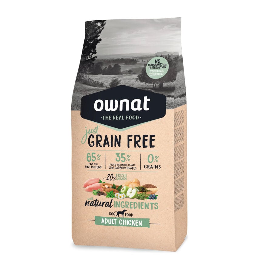 14 kg Ownat Just Grain Free Adult Pollo pienso para perros, , large Imagen numero 1
