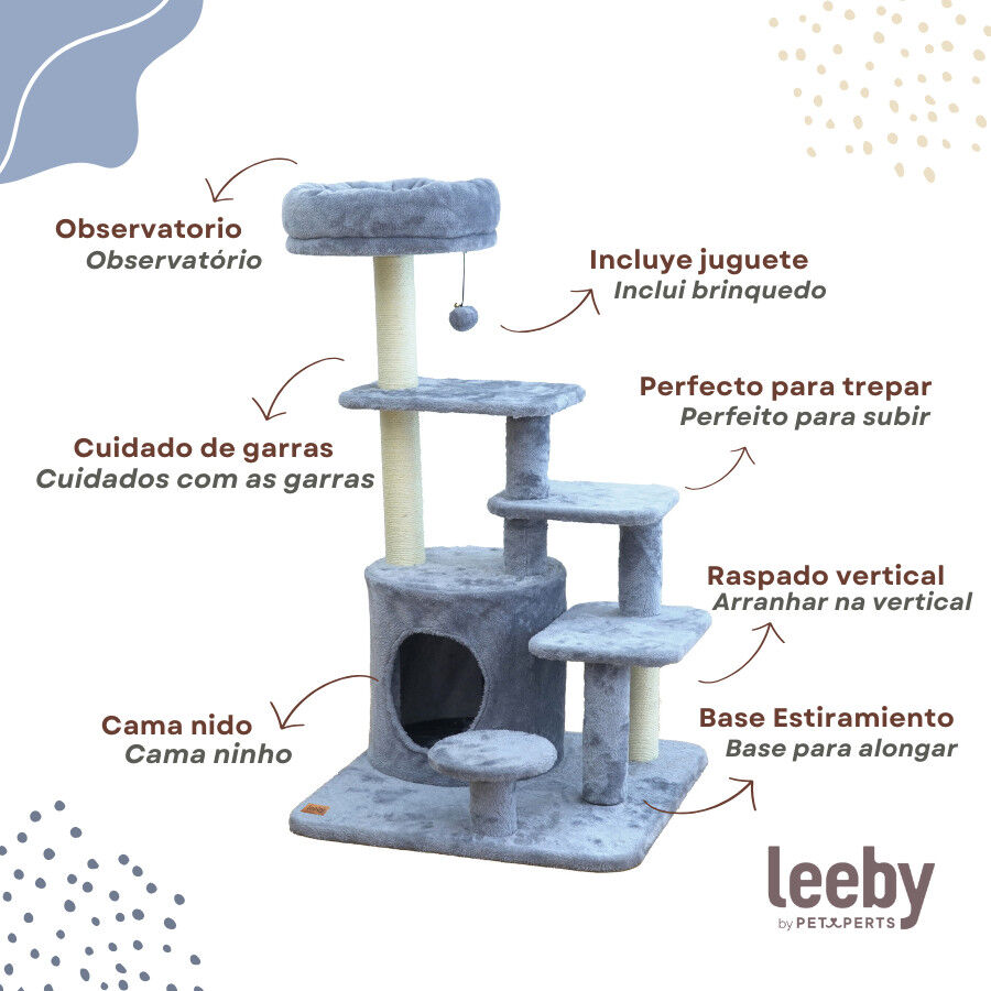 Leeby Eduardo torre rascador multiplataforma con cama nido y juguete para gatos, , large Imagen numero 3