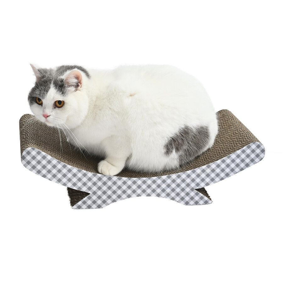 Leeby Remy Rocker rascador de cart&oacute;n horizontal con estampado vichy para gatos, , large Imagen numero 9