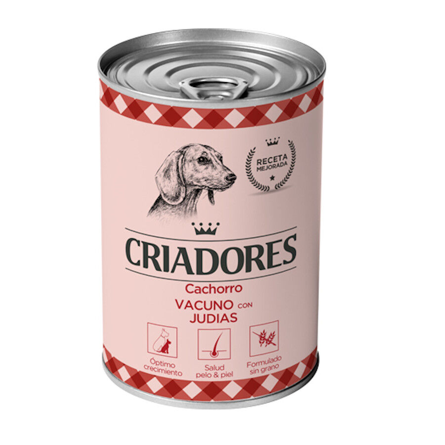 Criadores Vacuno con Jud&iacute;as lata para cachorros