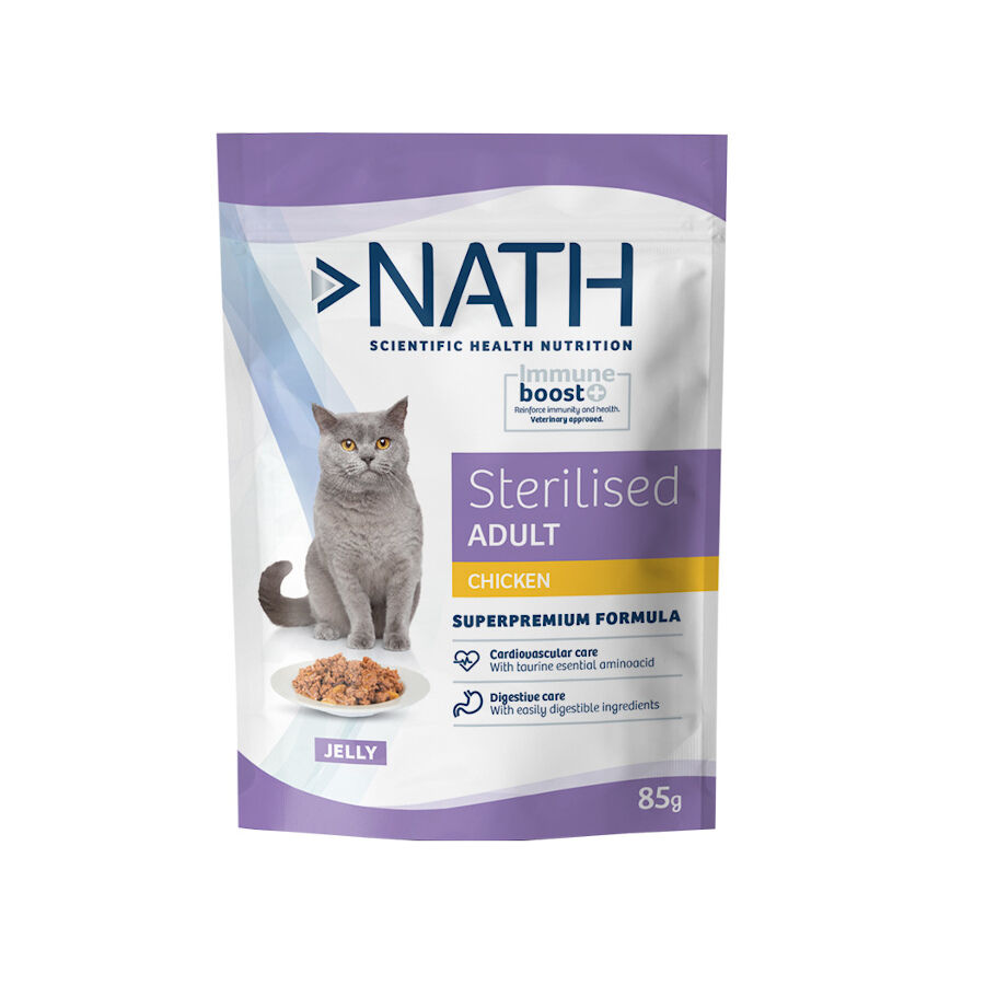 85 g Nath Sterilised Adult Pollo en Gelatina sobre para gatos, , large Imagen numero 1
